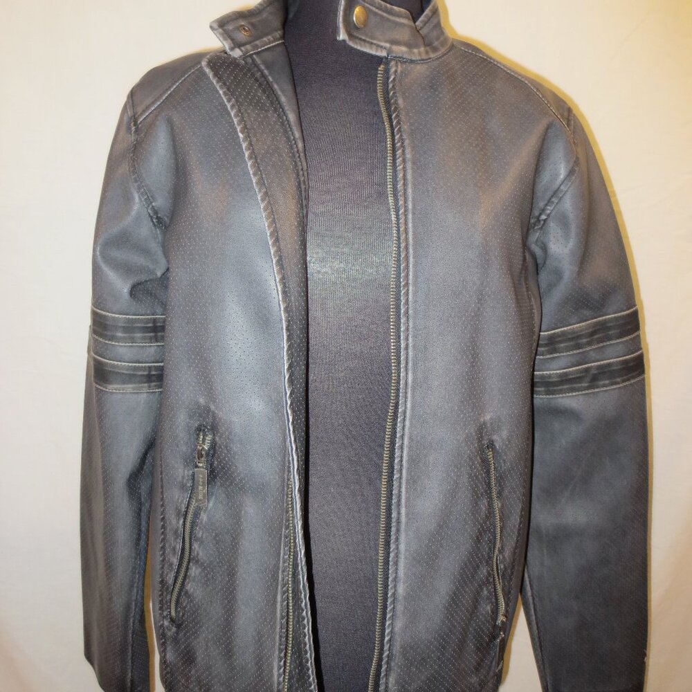 BC Ethic Gray Distressed PVC Jacket - Motorcycle - Biker - Cafe Racer Unisex Sm